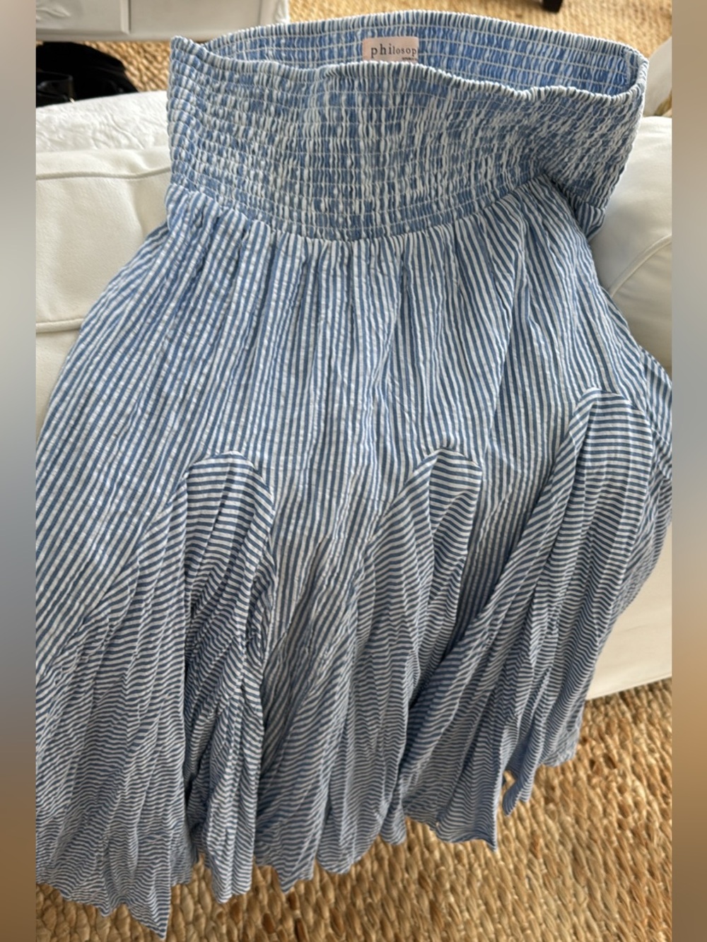 Philosophy Blue & White Striped Smocked Circle Skirt from
Nordstroms